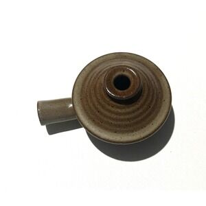 Small Ceramic Pot with Lid Handle Rustic Brown Kitchenware Pottery